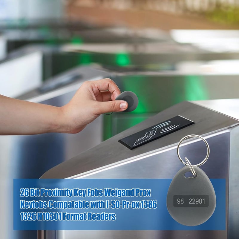 dcvbny 100pcs 26 bit Prox Keyfobs Proximity Fob Frequency 125KHZ HI-D Fit for Prox Key ISOProx 1386 1346 1386 1326 H10301 Format Card Readers & Vast Majority of Access Control Systems,Grey - Image 4